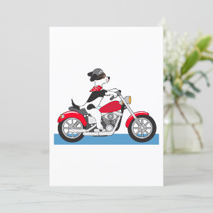 Jack Russell Terrier Biker Hund auf rotem Motorrad Einladung