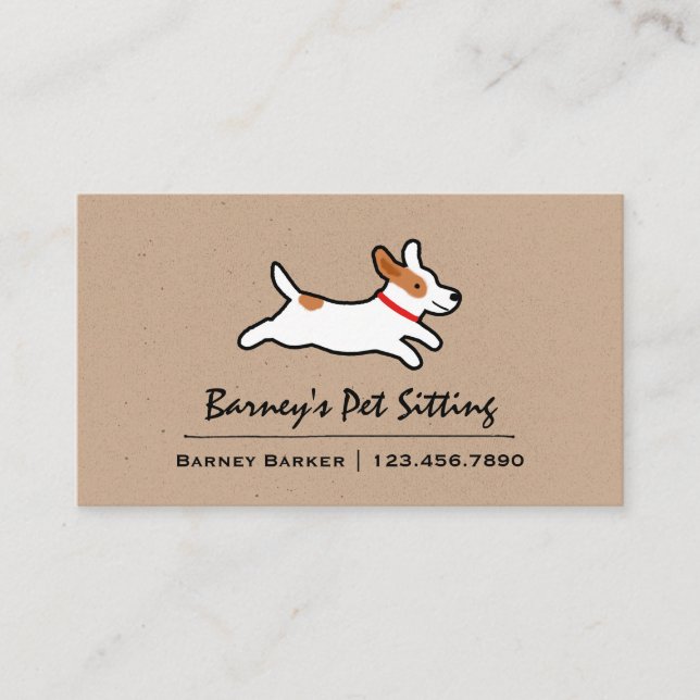 Jack Russell Terrier Cartoon Dog | Heimtier Visitenkarte (Vorderseite)
