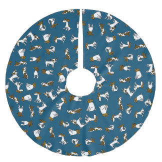 Jack Russell Terrier Cartoon Tree Skirt Polyester Weihnachtsbaumdecke