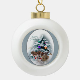 Jack Russell Terrier Christmas Keramik Kugel-Ornament