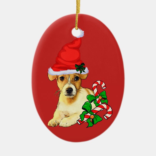 Jack Russell Terrier Christmas Keramik Ornament (Vorne)