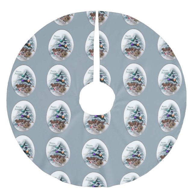 Jack Russell Terrier Christmas Polyester Weihnachtsbaumdecke (Vorderseite)