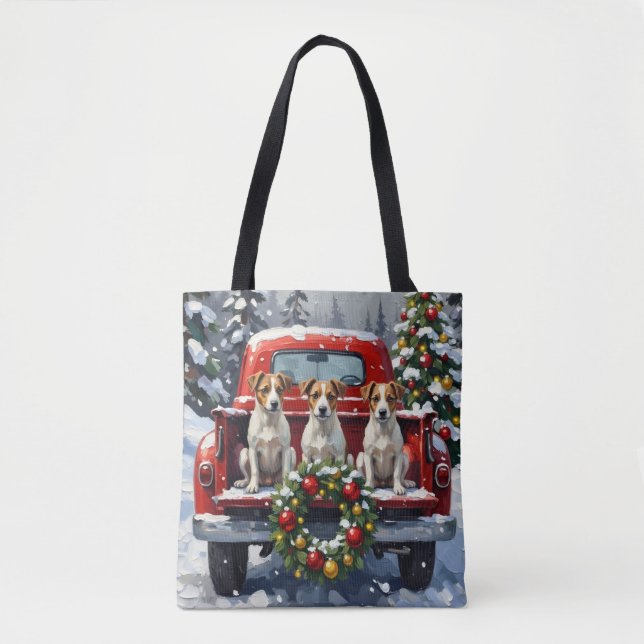 Jack Russell Terrier Christmas Red Truck Holiday Tasche (Vorderseite)