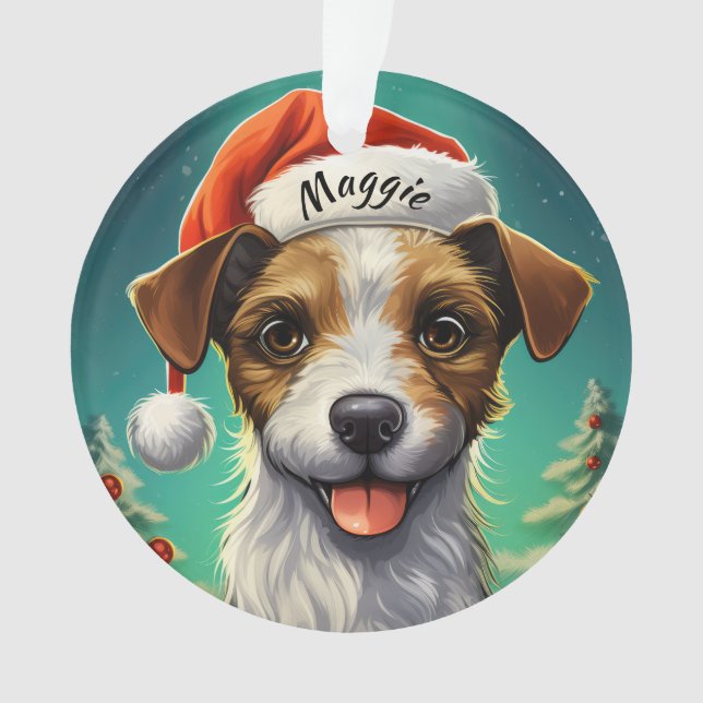 Jack Russell Terrier Custom Weihnachtsdekoration Ornament (Vorderseite)
