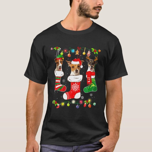 Jack Russell Terrier Dog Christmas Light Puppy Dog T-Shirt (Vorderseite)