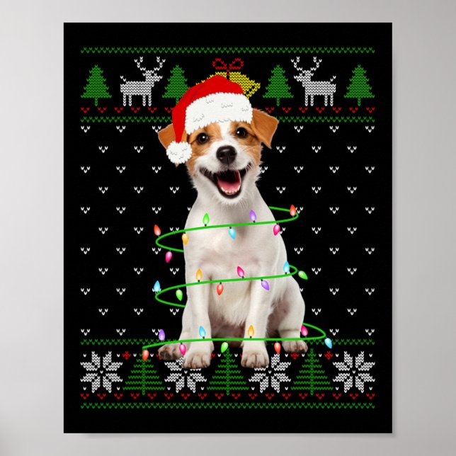 Jack Russell Terrier Dog Christmas Tree Lights Pup Poster (Vorne)