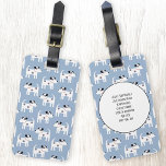 Jack Russell Terrier Dog Custom Gepäckanhänger<br><div class="desc">Ein Muster von Jack Russell Parson Terrier Hunde auf blauem Hintergrund. Ändern Sie die Kontaktdaten auf der Rückseite,  um sie zu personalisieren.</div>