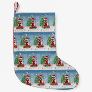 Jack Russell Terrier Dog in Schnee Weihnachtsgesch Kleiner Weihnachtsstrumpf