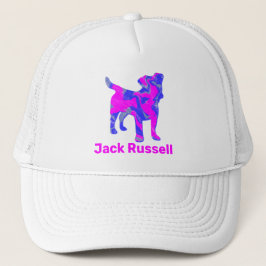 Jack Russell Terrier Dog Niedlich Pink&Blue Silhou Truckerkappe