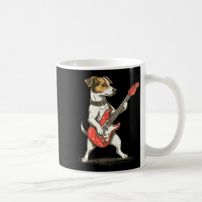 Jack Russell Terrier Dog Playing Guitar Rocker Gui Kaffeetasse (Rechts)