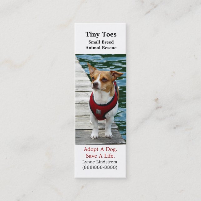 Jack Russell Terrier Dog Rescue Bookmark Biz Card Mini Visitenkarte (Vorderseite)