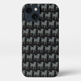 Jack Russell Terrier Dog Silhouette Grid Black iPhone Hülle