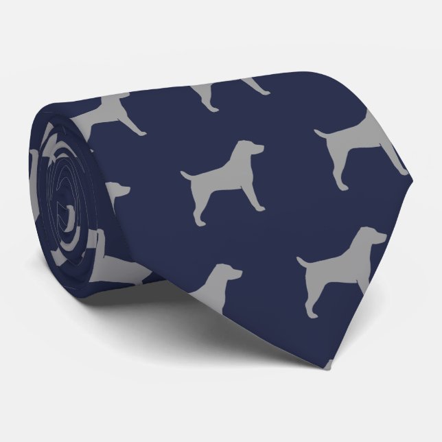 Jack Russell Terrier Dog Silhouetten Muster Krawatte (Gerollt)