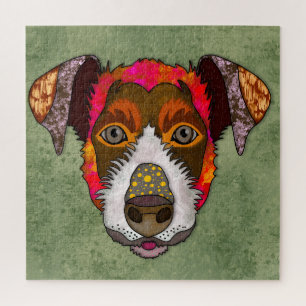 Jack Russell Terrier face laid Jigsaw Puzzle