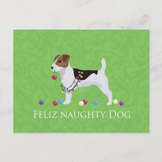 Jack Russell Terrier Feliz Naughty Dog Weihnachten (Vorderseite)