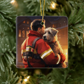Jack Russell Terrier Fireman, Puppy, Pet Dog Lover Keramikornament