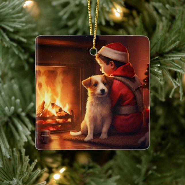 Jack Russell Terrier Fireman, Puppy, Pet Dog Lover Keramikornament (Baum)