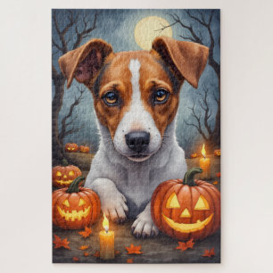 Jack Russell Terrier Halloween-Porträt mit Grusela