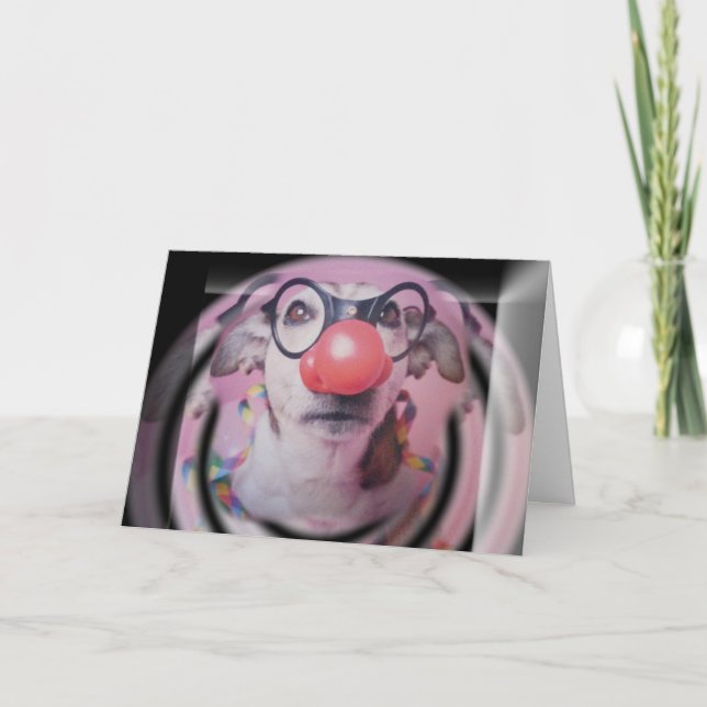 Jack Russell Terrier Happy Birthday Crazy Clown Karte (Vorderseite)