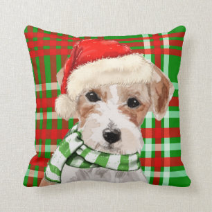 Jack Russell Terrier Holiday Karierter Weihnachtsh Kissen