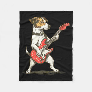 Jack Russell Terrier Hund spielt Gitarre Rocker Gu Fleecedecke