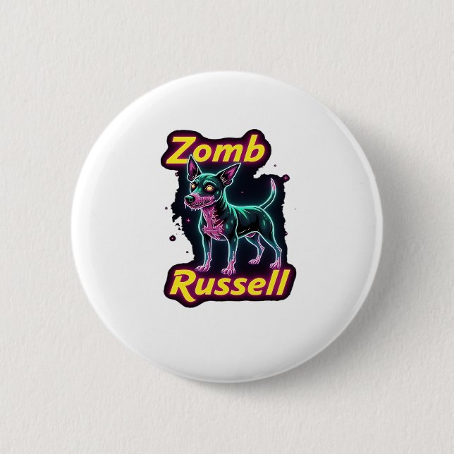 Jack Russell Terrier JRT Zombie Dog Halloween Esse Button (Vorderseite)