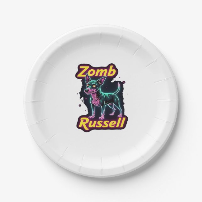 Jack Russell Terrier JRT Zombie Dog Halloween Esse Pappteller (Vorderseite)