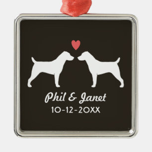 Jack-Russell-Terrier mit Herzen und Text Ornament Aus Metall