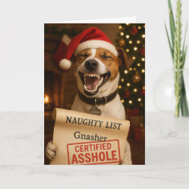 Jack Russell Terrier Naughty List Christmas card Feiertagskarte