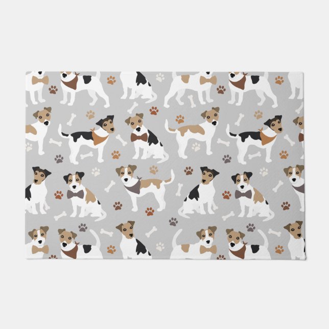 Jack Russell Terrier Pâtes et tapis de porte d'os (Devant)