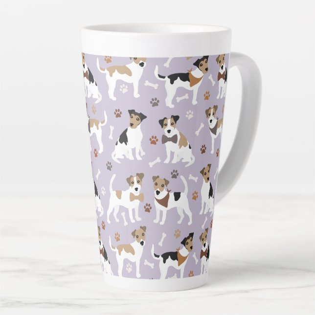 Jack Russell Terrier Patrouilles et os Latte Mug (Angle droit)
