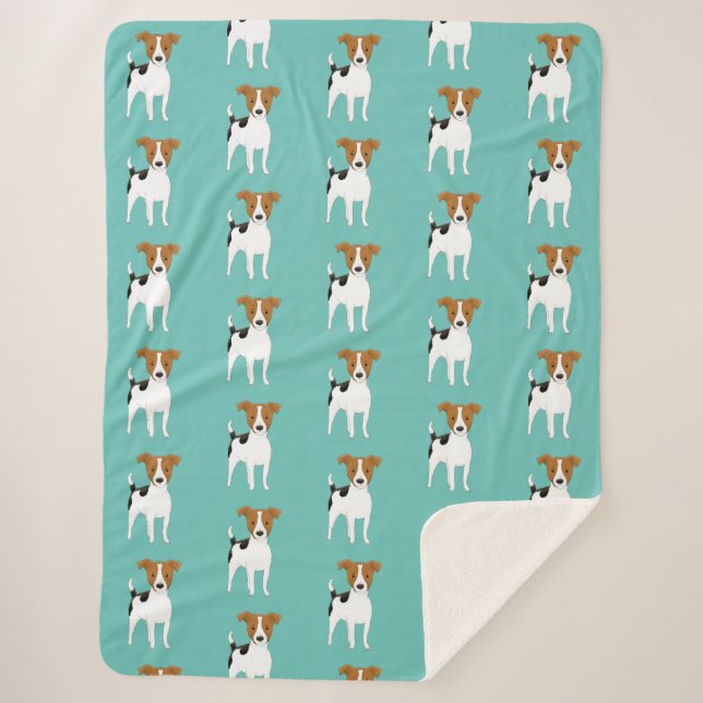 Jack Russell Terrier Pattern Aqua Sherpadecke (Vorderseite)