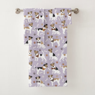 Jack Russell Terrier Paws and Bones Badetuch Set