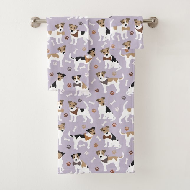 Jack Russell Terrier Paws and Bones Badetuch Set (Insitu)