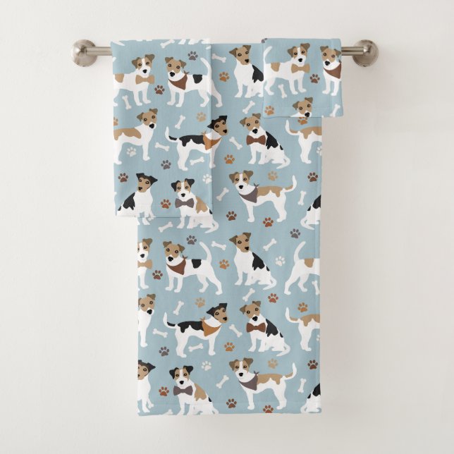 Jack Russell Terrier Paws and Bones Badhandtuch Set (Insitu)