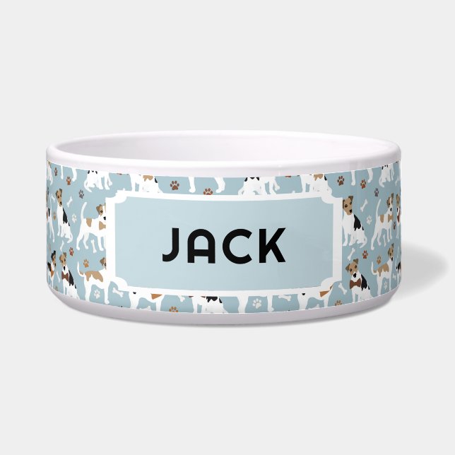 Jack Russell Terrier Paws and Bones Dog Napf (Vorderseite)