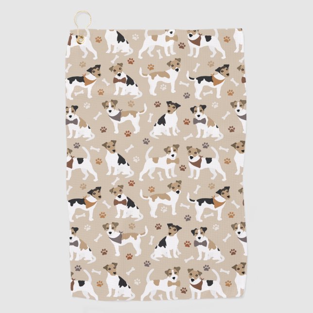 Jack Russell Terrier Paws and Bones Golf Towel Golfhandtuch (Vorderseite)