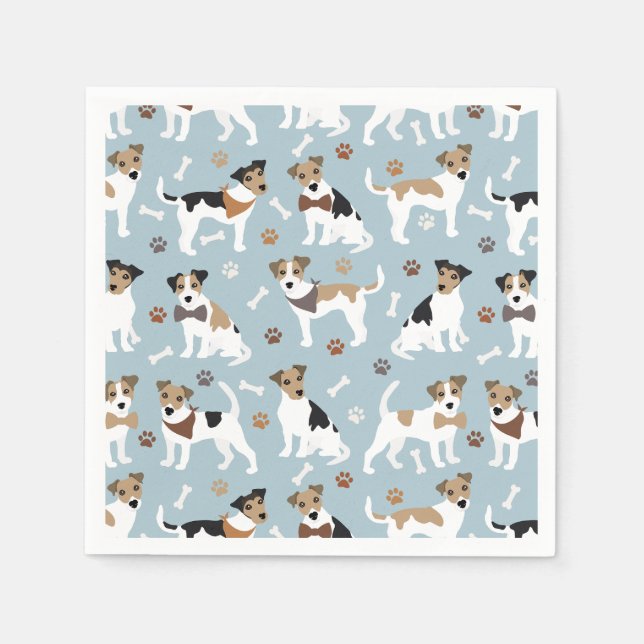 Jack Russell Terrier Paws and Bones Napkins Serviette (Vorderseite)