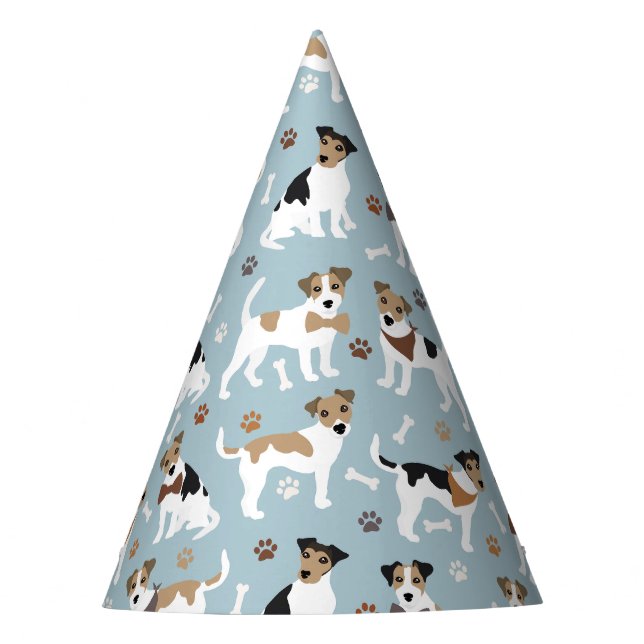 Jack Russell Terrier Paws and Bones Partyhütchen (Vorderseite)