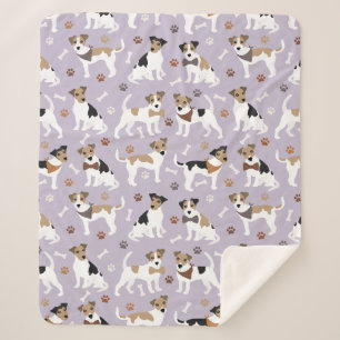 Jack Russell Terrier Paws and Bones Sherpa Blanket Sherpadecke