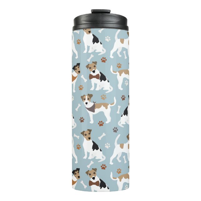 Jack Russell Terrier Paws and Bones Thermosbecher (Vorderseite)