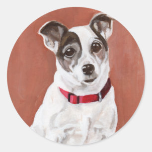 Jack-Russell-Terrier-Porträt-Aufkleber Runder Aufkleber