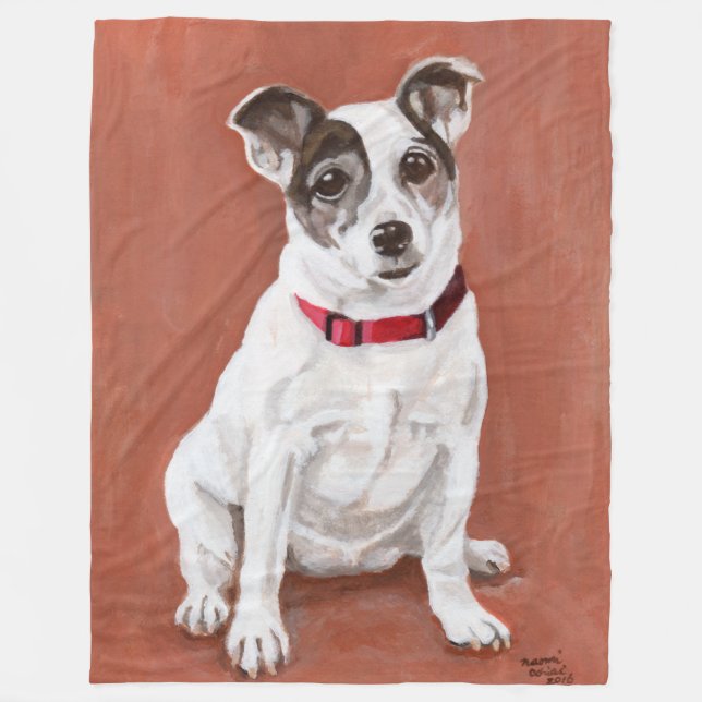 Jack-Russell-Terrier-Porträt-Decke Fleecedecke (Vorderseite)