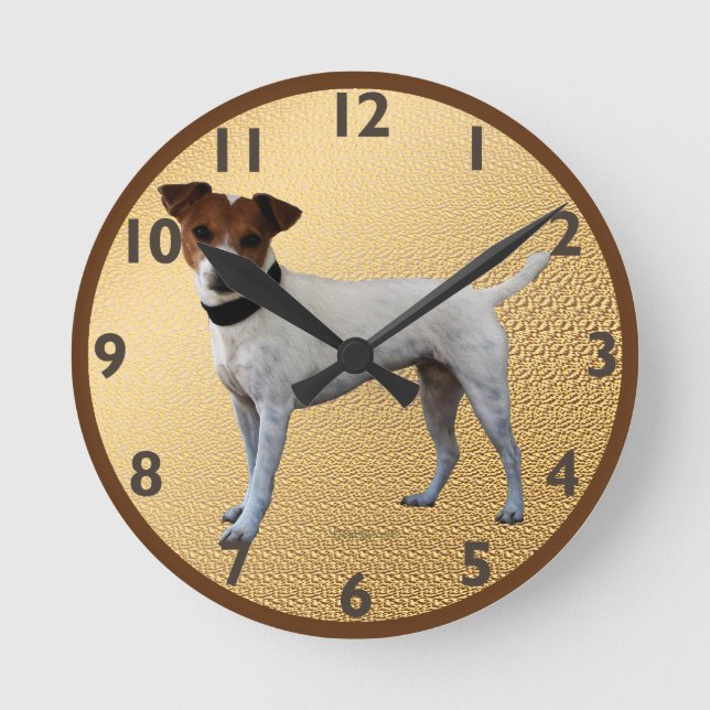 Jack Russell Terrier Runde Wanduhr (Vorderseite)