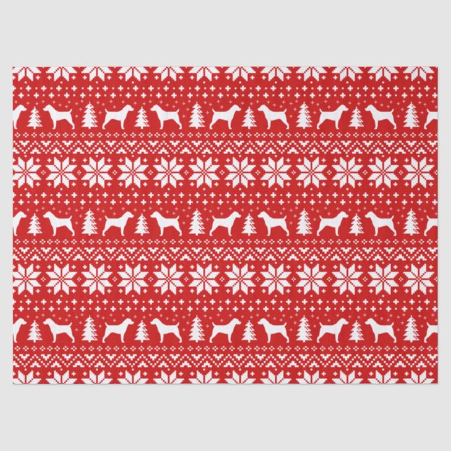 Jack-Russell-Terrier-Silhouette-Weihnachtsmuster Seidenpapier (Vorderseite)