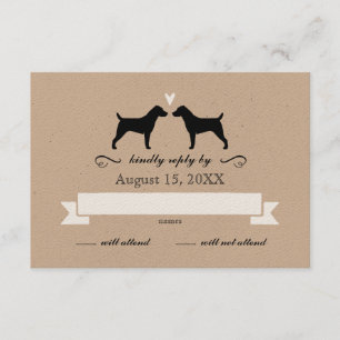 Jack Russell Terrier Silhouetten Wedding RSVP Karte