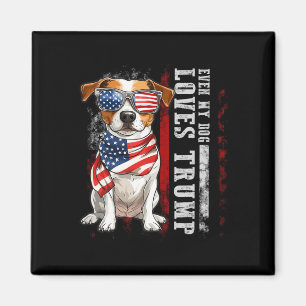 Jack Russell Terrier Sogar mein Hund liebt Trump L Magnet