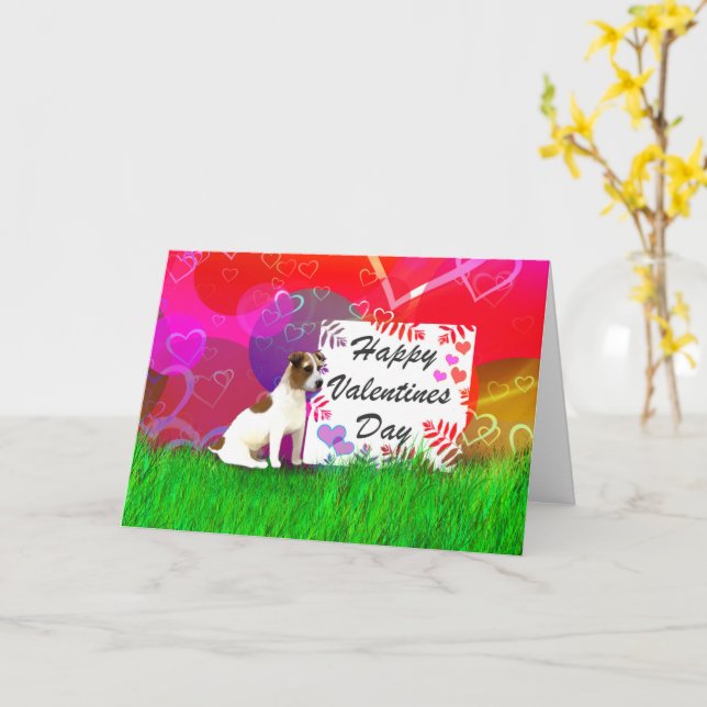 Jack Russell Terrier Valentine Card Karte (Gelbe Blume)