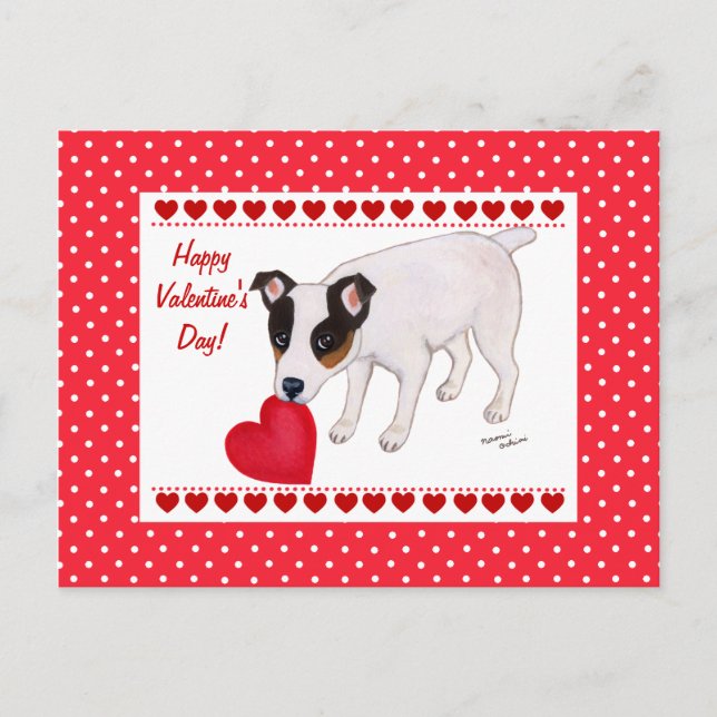 Jack Russell Terrier Valentine Postcard Feiertagspostkarte (Vorderseite)