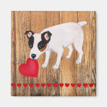 Jack Russell Terrier Valentine Wood Magnet